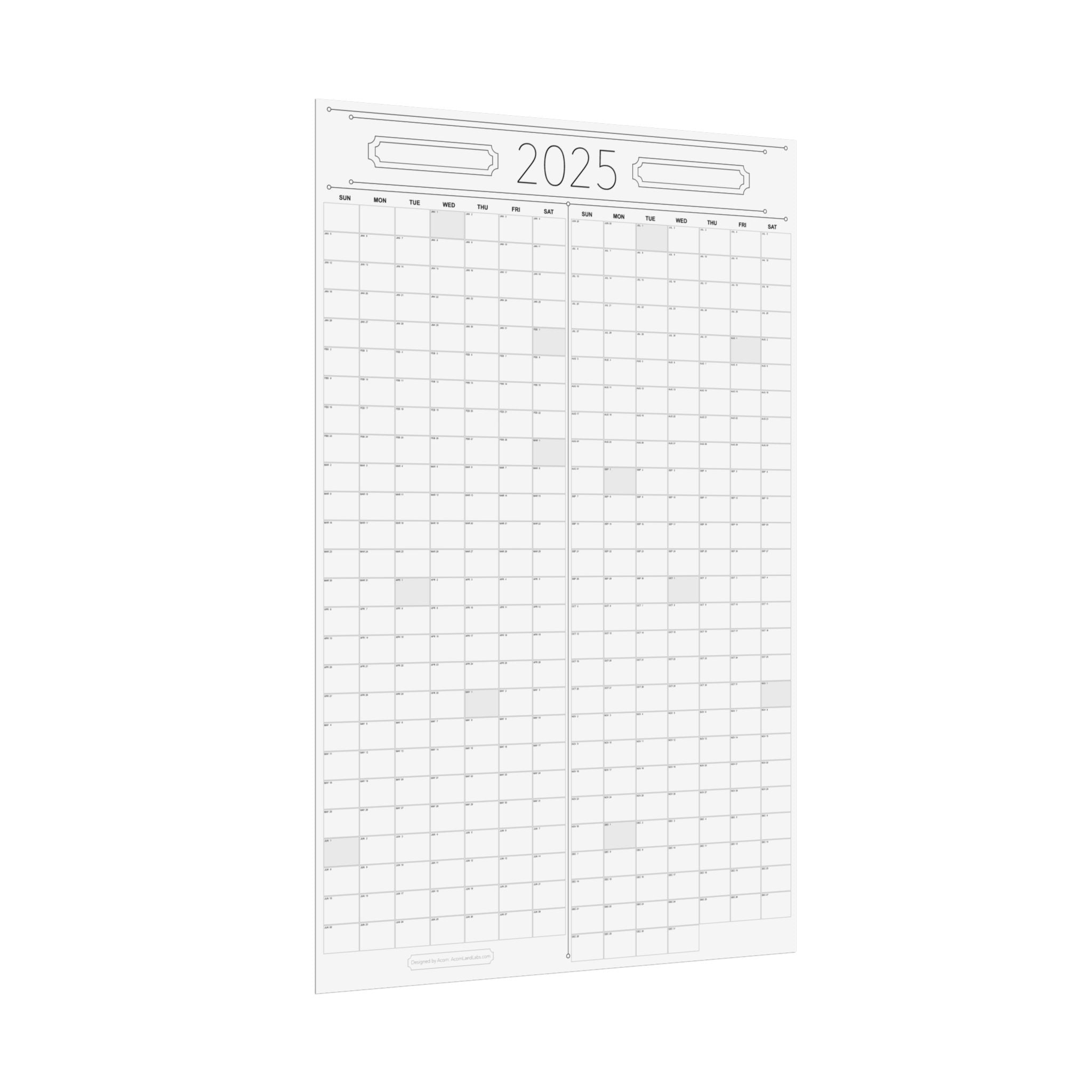 Giant 2x3 foot Paper Wall Calendar (Printed)