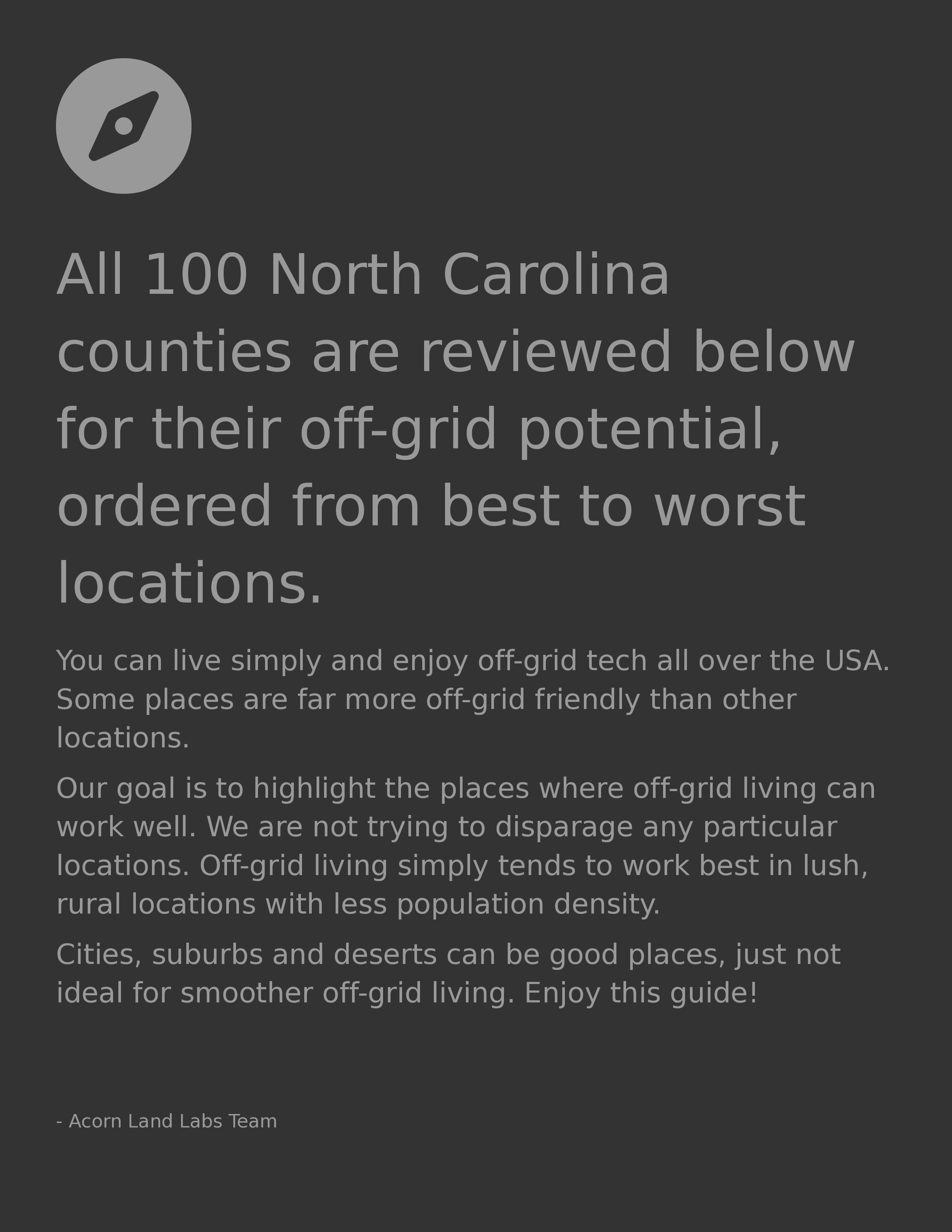 North Carolina Off-Grid Guide PDF Download: 100 Counties Rated